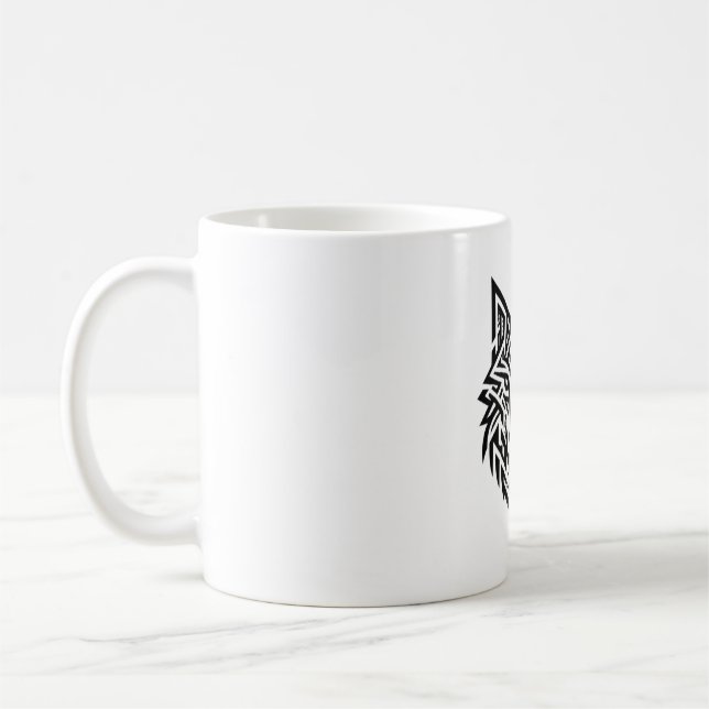 Tribal Wolf Mug – Bold Geometric Animal Design (Gauche)