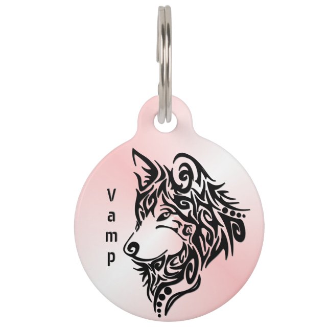 Tribal Wolf Pet Tag (Front)