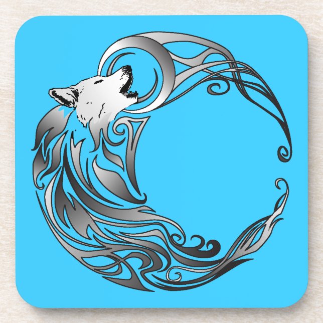 Tribal Wolf - Shaded Coaster (Front)