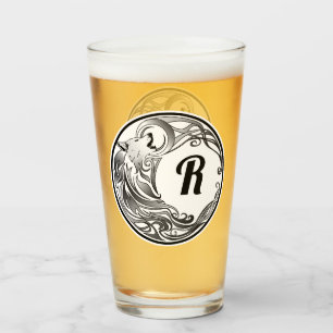 Tribal Wolf - Shaded Monogram Glass