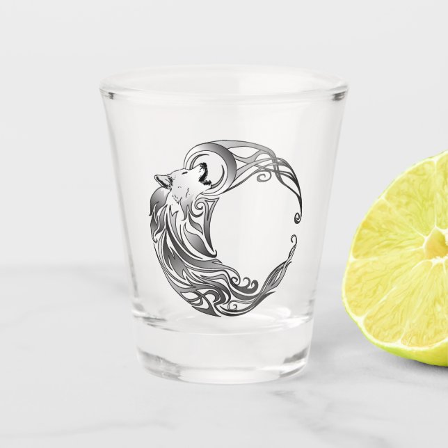 Tribal Wolf - Shaded Shot Glass (Front)