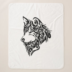 Tribal Wolf Sherpa Blanket