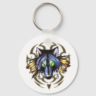 Tribal wolf tattoo design keychain