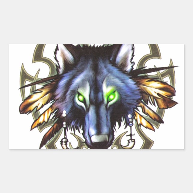 Tribal wolf tattoo design sticker (Front)