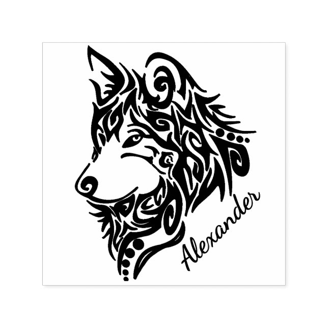 Tribal Wolf with Name Self-inking Stamp (Design)