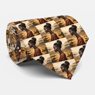 Tribal Woman Watching Over Her African Landscape, Tie