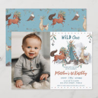 Tribal Woodland Animal Wild One 1st Birthday Photo