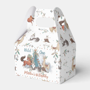 Tribal Woodland Animals Boy Wild One 1st Birthday Favor Box