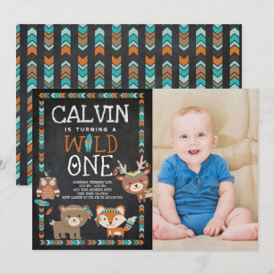 Tribal Woodland, WILD ONE, 1ST Birthday Invitation