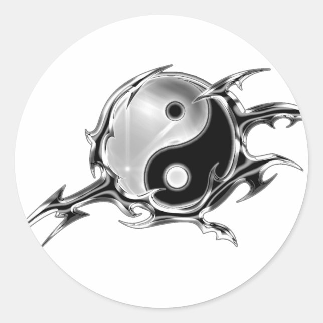 Tribal Yin Yang Classic Round Sticker (Front)