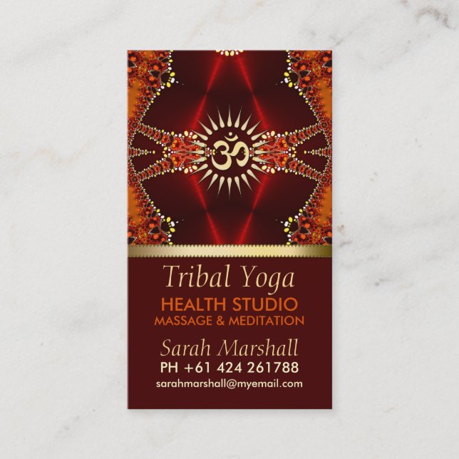 Tribal Yoga Eastern New Age Business Card (Front)