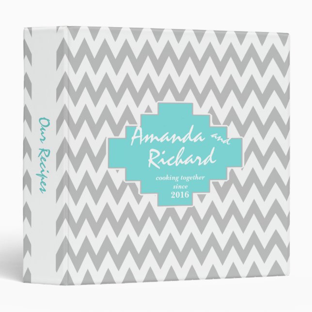 Tribal Zig Zag Pattern Aqua Binder (Front/Spine)