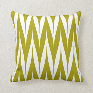 Tribal Zigzag Spike Pattern Chartreuse Green Throw Pillow