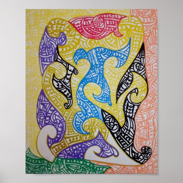 Tribe2 Maori Art by Roger R Whiteside Poster (Front)