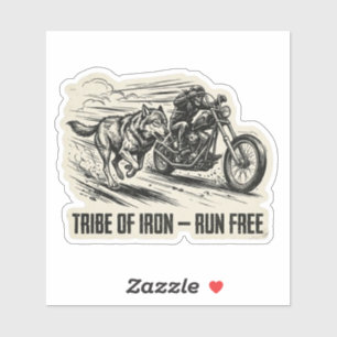 Tribe of Iron Run Free Wolf Sticker
