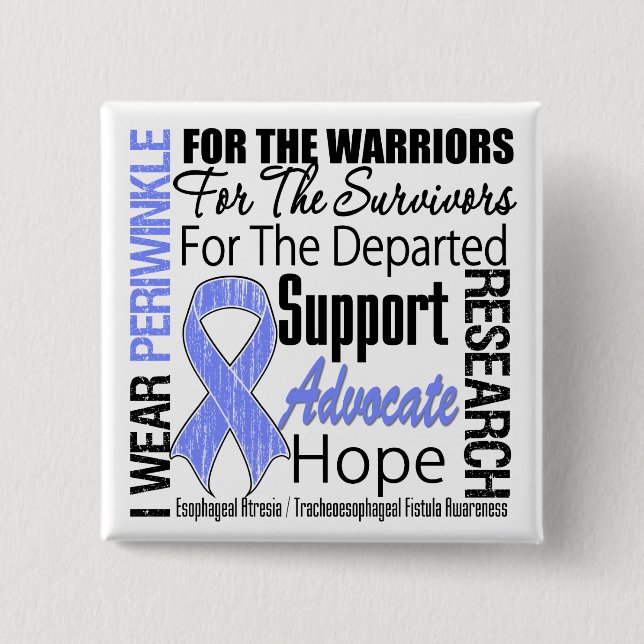 Tribute Esophageal Atresia I Wear Periwinkle 2 Inch Square Button (Front)