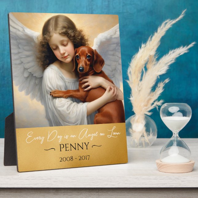Tribute for Loss of Dachshund Angel Illustration  Plaque (Side)