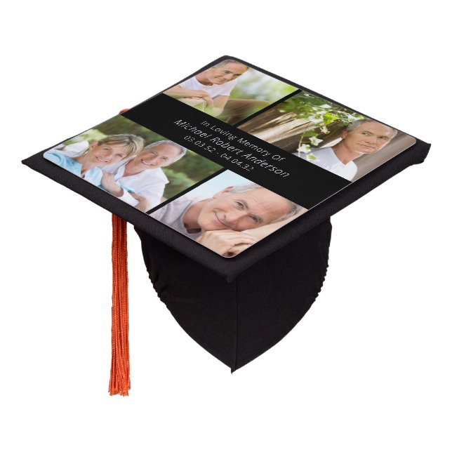 Tribute In Loving Memory Photo Collage Graduation Cap Topper (Angled)