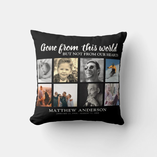 Tribute Photo Collage Memorial Throw Pillow (Front)