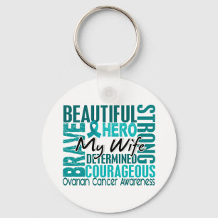 Tribute Square Wife Ovarian Cancer Keychain