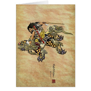 Tribute to Hokusai - Shoki Riding Shishi Lion