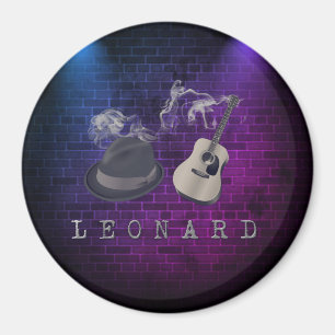 Tribute to Leonard blue purple lights Magnet
