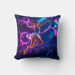 Tribute to Rythmic Gymnastic and Neon Throw Pillow