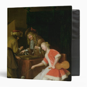 Tric-trac Players with a Lady and Her Dog Binder