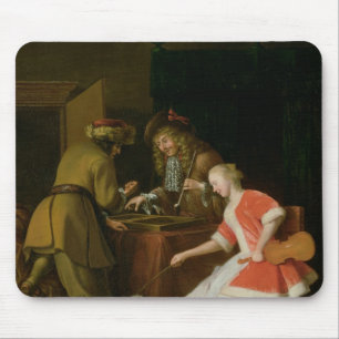 Tric-trac Players with a Lady and Her Dog Mouse Pad