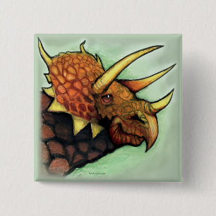 Triceratops 2 Inch Square Button
