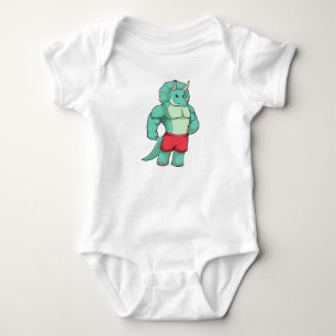 Triceratops as Bodybuilder at Bodybuilding Baby Bodysuit