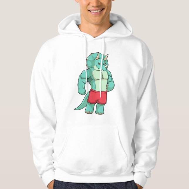 Triceratops as Bodybuilder at Bodybuilding Hoodie (Front)
