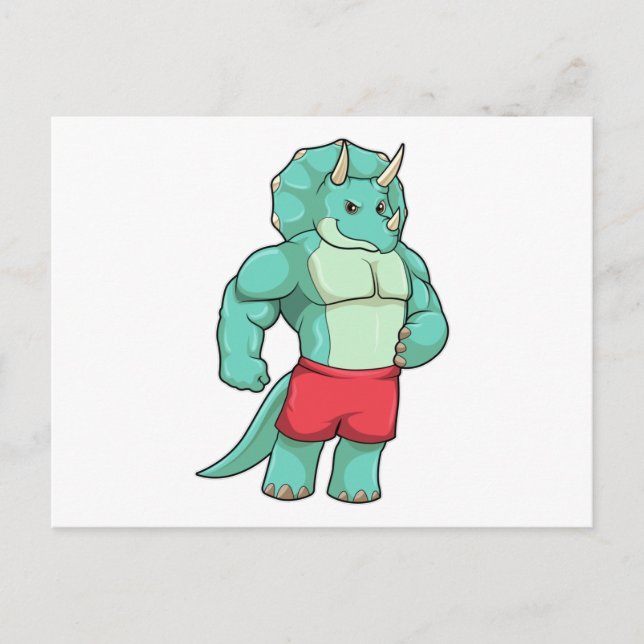 Triceratops as Bodybuilder at Bodybuilding Postcard (Front)