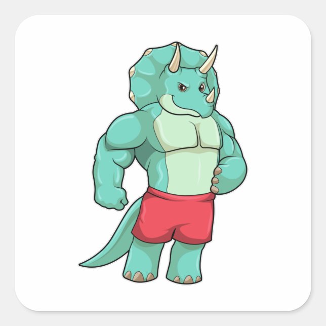 Triceratops as Bodybuilder at Bodybuilding Square Sticker (Front)