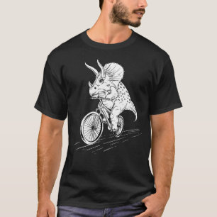 Triceratops Biking Cyclist Biker Dinosaur Lover  T-Shirt