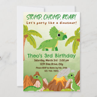 Triceratops Birthday Invitation