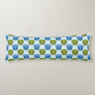 Triceratops Blue and Green Cute Dinosaur Pattern Body Pillow