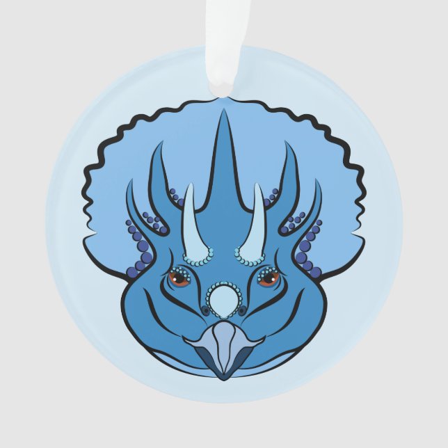 Triceratops Blue Cute Dinosaur Ornament (Front)