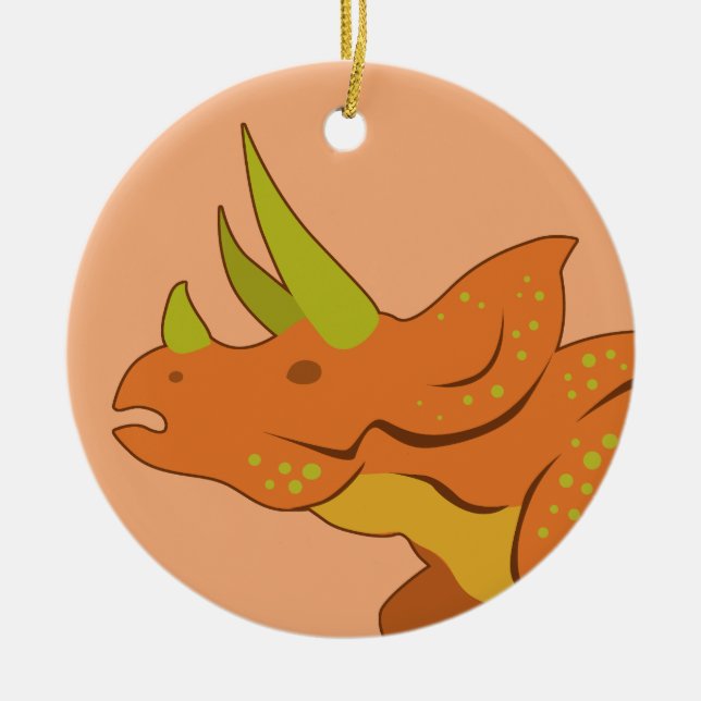 Triceratops Ceramic Ornament (Front)