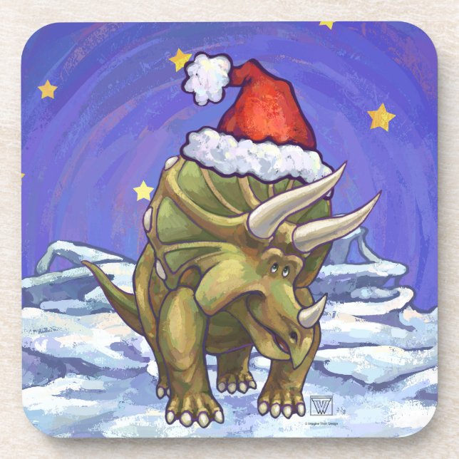 Triceratops Christmas Coaster (Front)