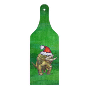 Triceratops Christmas Green Cutting Board