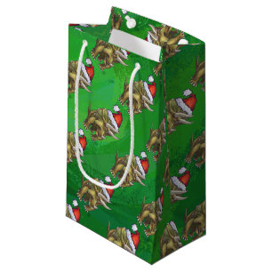 Triceratops Christmas Green Small Gift Bag