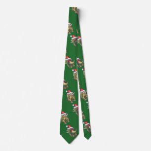 Triceratops Christmas Green Tie