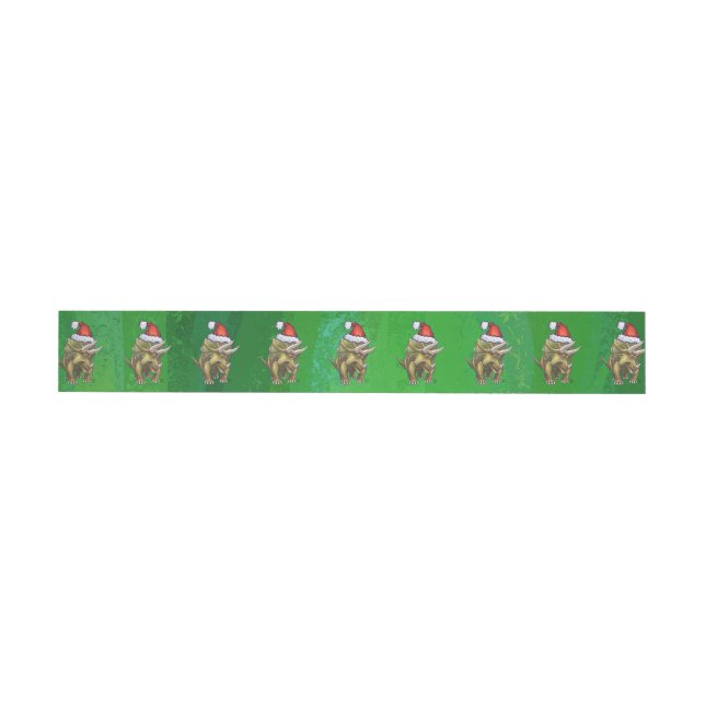 Triceratops Christmas Green Wraparound Address Label (Individual)