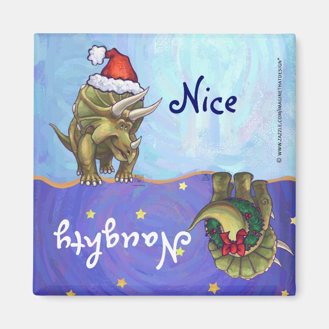 Triceratops Christmas Magnet (Front)