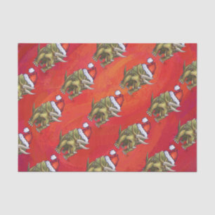 Triceratops Christmas On Red Tissue Paper