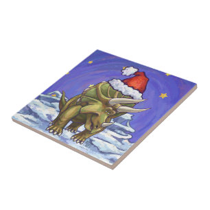 Triceratops Christmas Tile