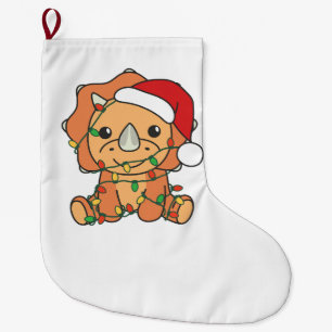 Triceratops Christmas Winter Animals Holiday Dinos Large Christmas Stocking