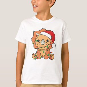 Triceratops Christmas Winter Animals Holiday Dinos T-Shirt