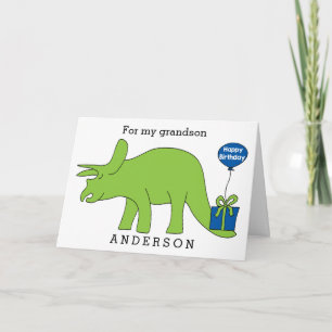 Triceratops Dinosaur Birthday Grandson Card